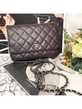 Chanel Chain Wallet Quilted Brown